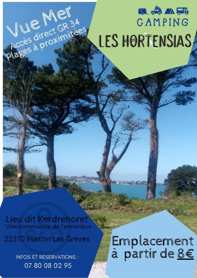 Les Hortensias grande tente familiale deux chambres et séjour vue mer sur camping nature Plestin-les-Grèves Exterior foto